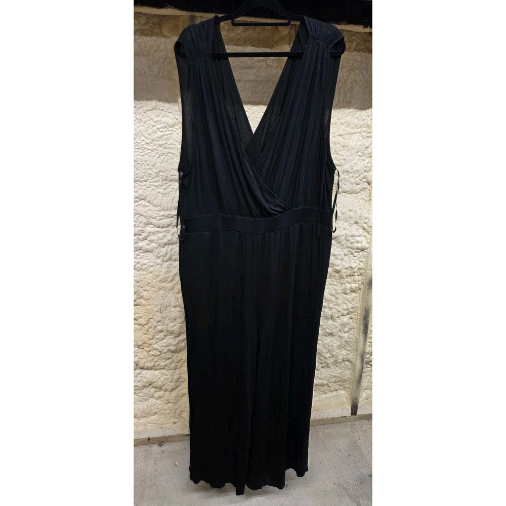 Torrid 4X Knit Surplice Wide Leg Jumpsuit Black Plus